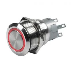 BEP Marine BEP On/Off Push Button Switch With Red LED Ring 24v