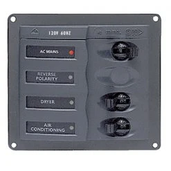 BEP Marine AC Circuit Breaker Panel Without Meters - RV 2W 240V 50Hz - Black